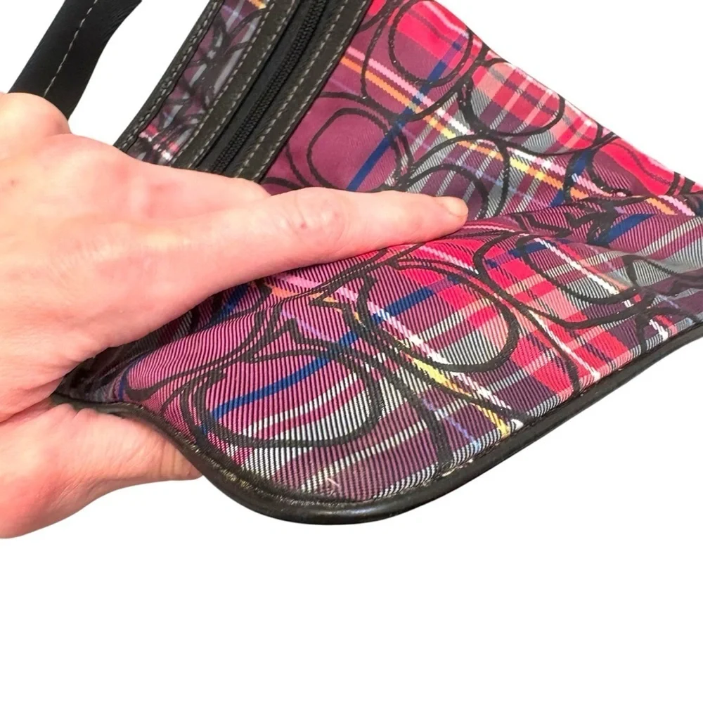 Coach pink/purple tartan poppy crossbody bag Y2K